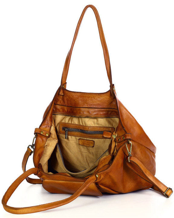 MARCO MAZZINI Torebka skórzana shopper bag ispirato dalla natura brąz