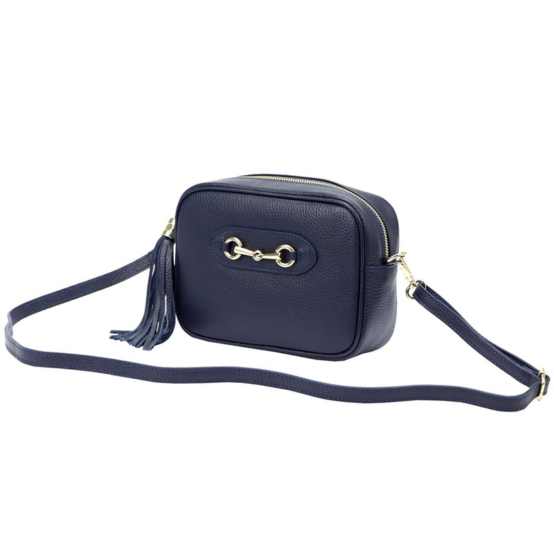 Luka damska listonoszka skóra naturalna torebka z brelokiem z frędzlem