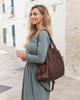 Miejska torebka z regulowanymi rączkami shopper pleciona skóra handmade - MARCO MAZZINI brąz