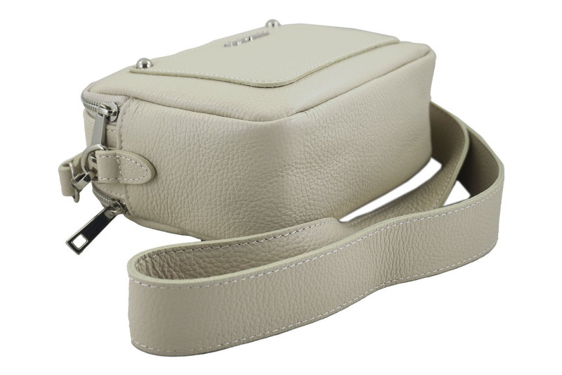 Listonoszka damska na szerokim pasku skórzana Szara jasna