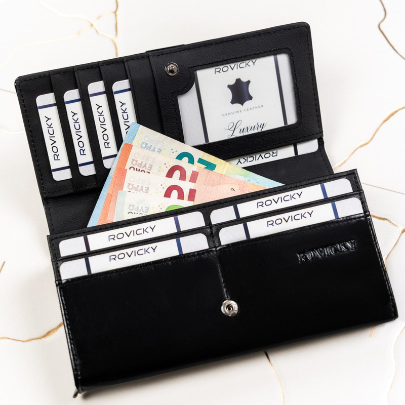 skóra naturalna + Damski portfel ze skóry ekologicznej Rovicky RPX-20A-3