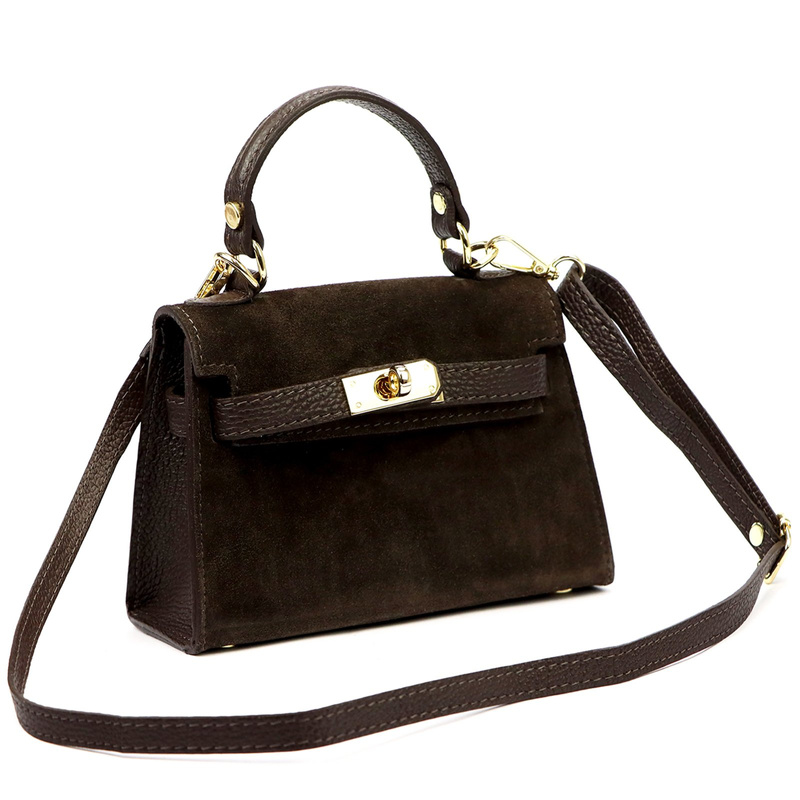 Skórzana Zamszowa damska mała listonoszka torebka na ramię z uchwytem Luka