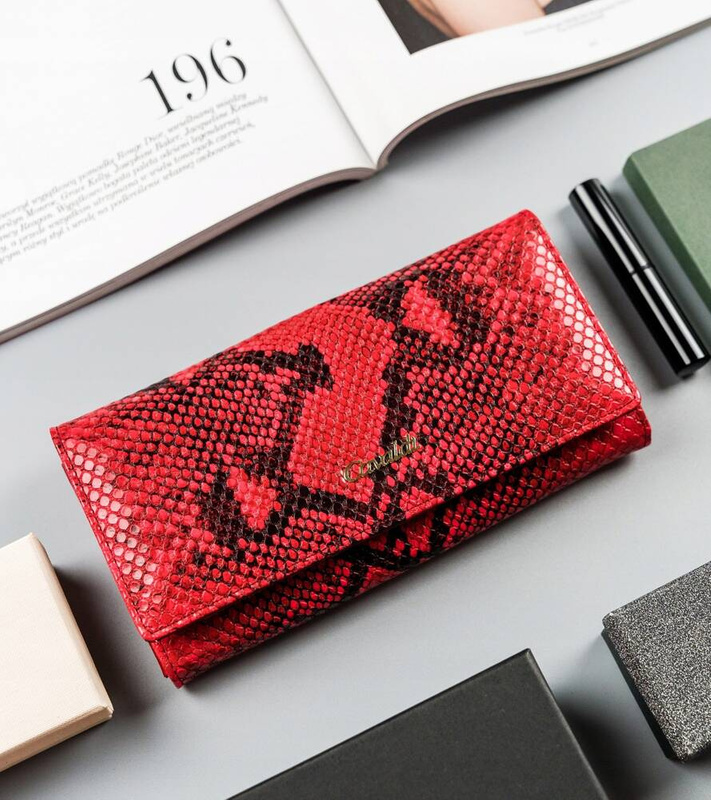 4U Cavaldi damski portfel podłużna duża klasyczna portmonetka skóra węża