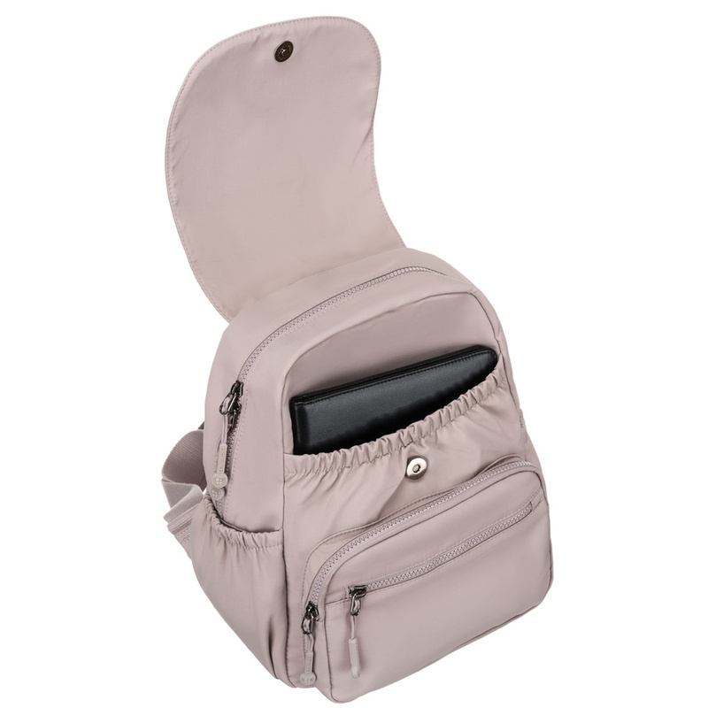 Plecak damski z poliestru w kolorze lila, zawieszony na regulowanych szelkach - Peterson