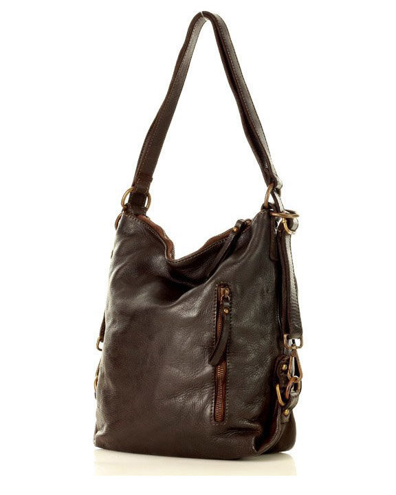 Torba skórzana dla wymagających z opcją plecak old school leather bag - MARCO MAZZINI ciemny brąz caffe