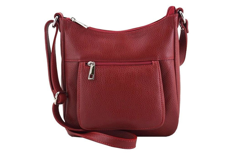 Modna włoska listonoszka skórzana - Różowy pudrowy