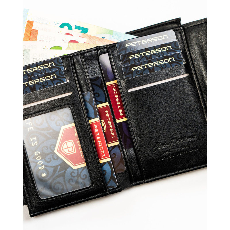 Szary portfel damski ze skóry ekologicznej z tłoczeniem na wzór skóry krokodyla - Peterson