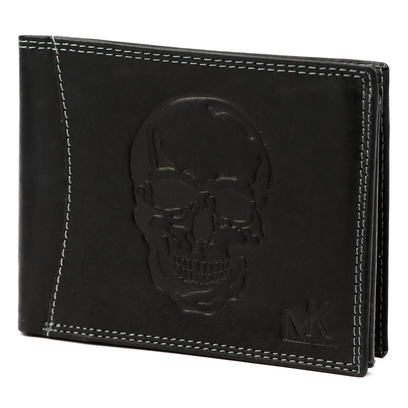 Skórzany męski portfel Money Kepper CDD 5600 SKULL