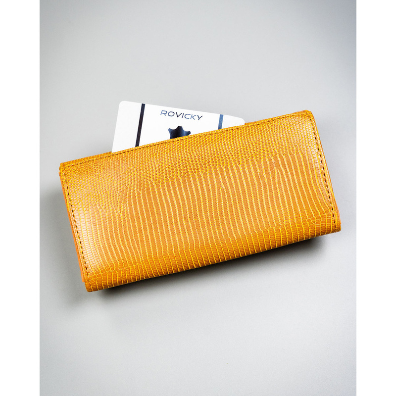 Brązowy, poziomy portfel damski ze skóry ekologicznej zamykany zatrzaskiem - 4U Cavaldi