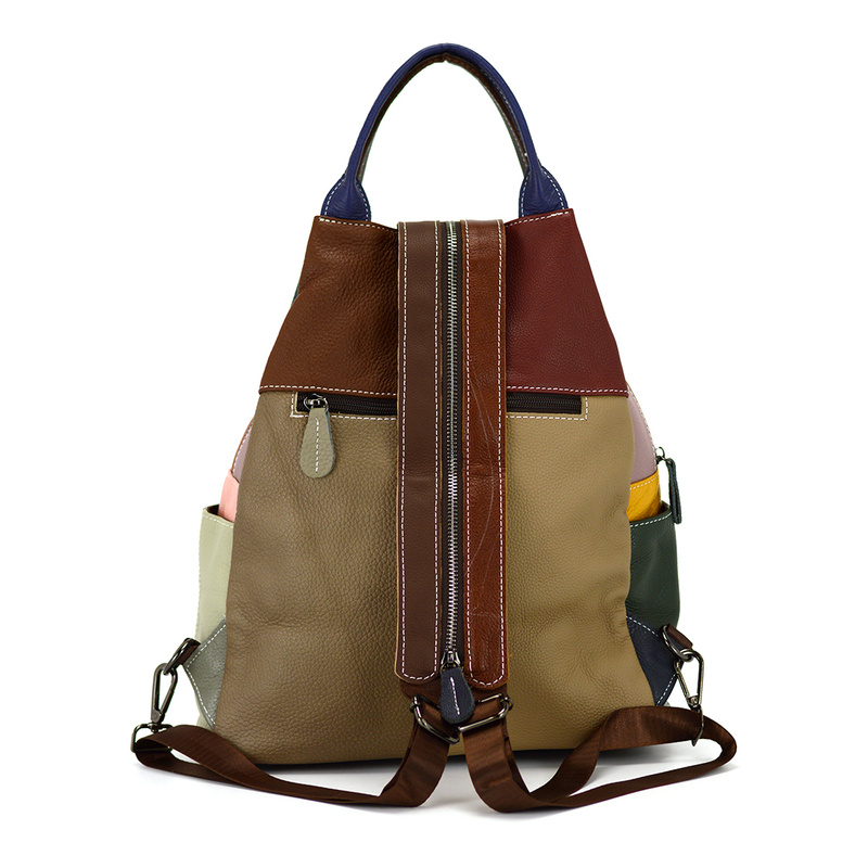 Wzorzysty damski plecak skórzany z wzorem mozaiki