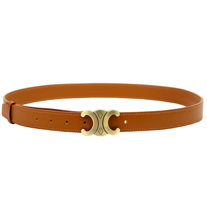 Gregorio Damski pasek do spodni skóra naturalna ze stylową klamrą złotą