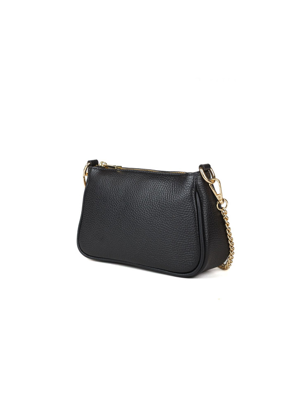 Damska skórzana listonoszka crossbody Giulia Monti GM1557 czarna w kwiaty