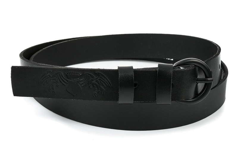 Beltimore skórzany damski pasek 2,5 cm czarny A65 : Kolory - czarny, Rozmiar pasków - r.110-125 cm