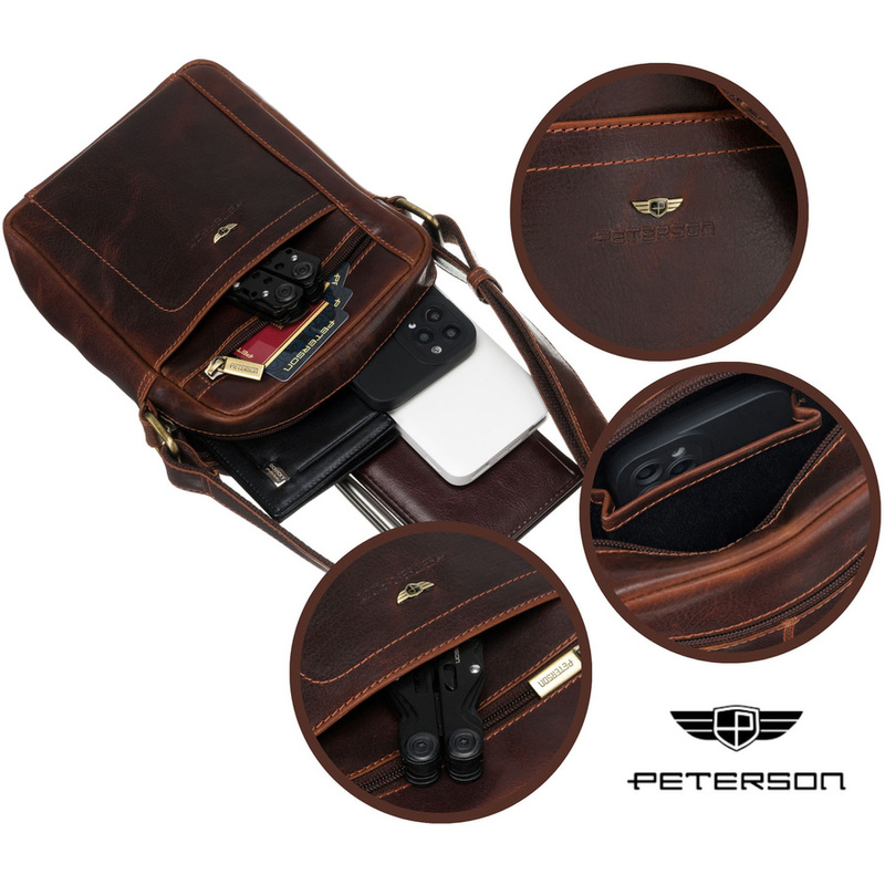 Saszetka męska z naturalnej skóry Peterson PTN TB-8020-WAX