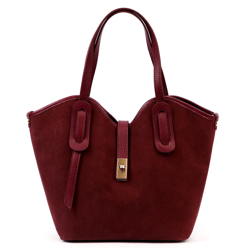 Luka Zamszowa skórzana damska shopperbag na ramię pojemna i stylowa