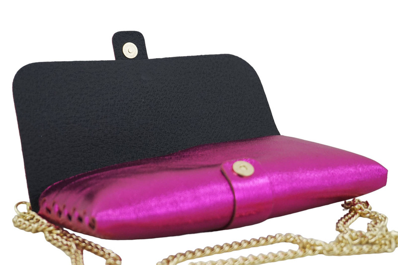 Torebka kopertówka metalizowana - Fuksja