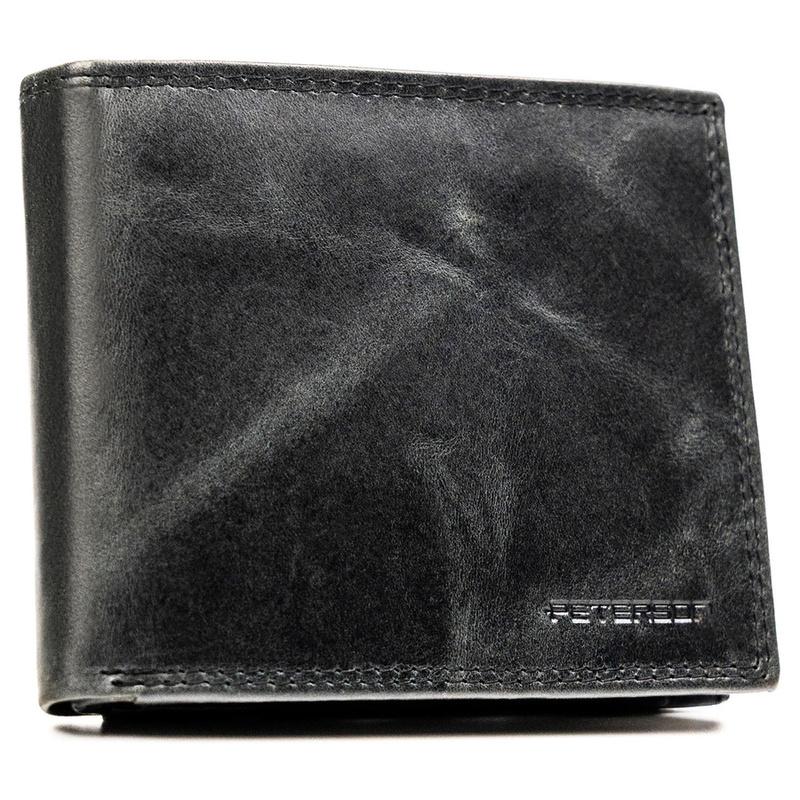 Duży, skórzany portfel męski w czarnym kolorze wyposażony w system RFID - Peterson