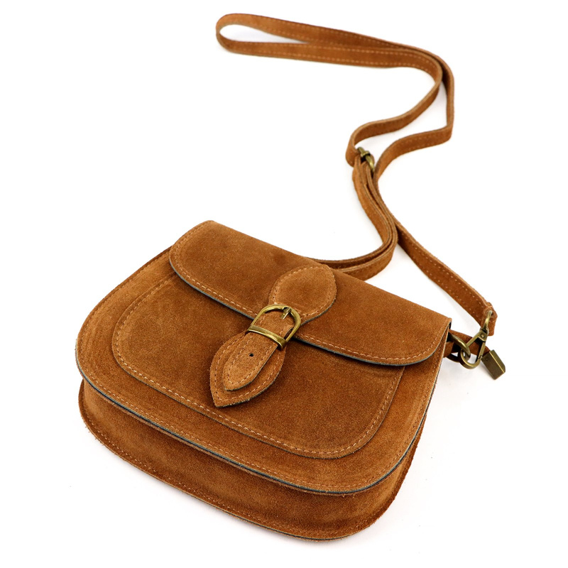 Luka Klasyczna Zamszowa damska listonoszka skórzana przez ramię z kieszenią