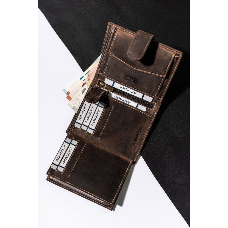 Portfel męski na karty i dokumenty z nubukowej skóry - Buffalo Wild