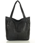 Miękka torba typu shopper skórzana na ramię - MARCO MAZZINI - czarny