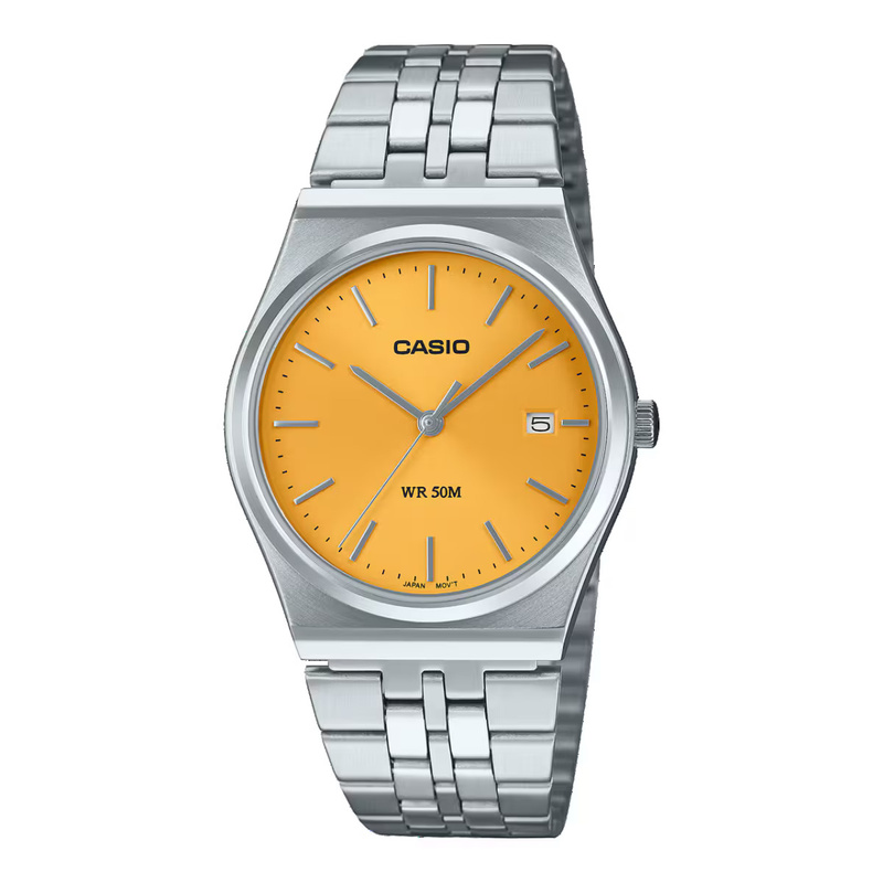 Zegarek CASIO MTPB145D9AVEF. Kwarcowy, Kolor pomarańczowy. Kobieta.