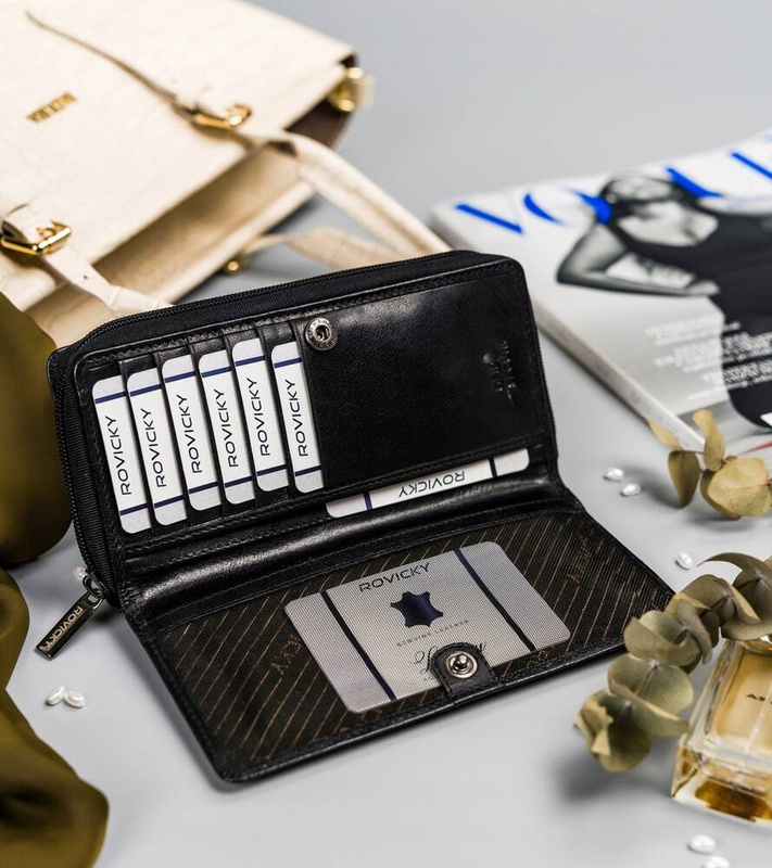 Skórzany damski portfel Rovicky CPR-8931-BAR RFID