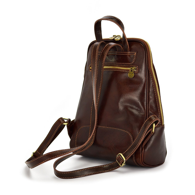 Florence Miejski Damski plecak skóra naturalna z kieszeniami na suwak