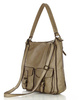Torebka skórzana na ramię z kieszonkami safari leather bag - MARCO MAZZINI beż taupe