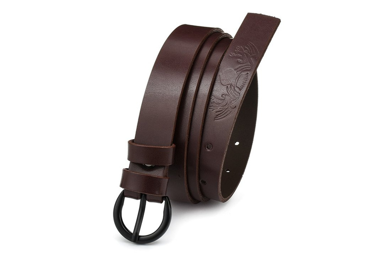 Beltimore skórzany damski pasek czarny 2,5 cm burgundowy A64 : Kolory - brązowy, beżowy, Rozmiar pasków - r.80-95 cm