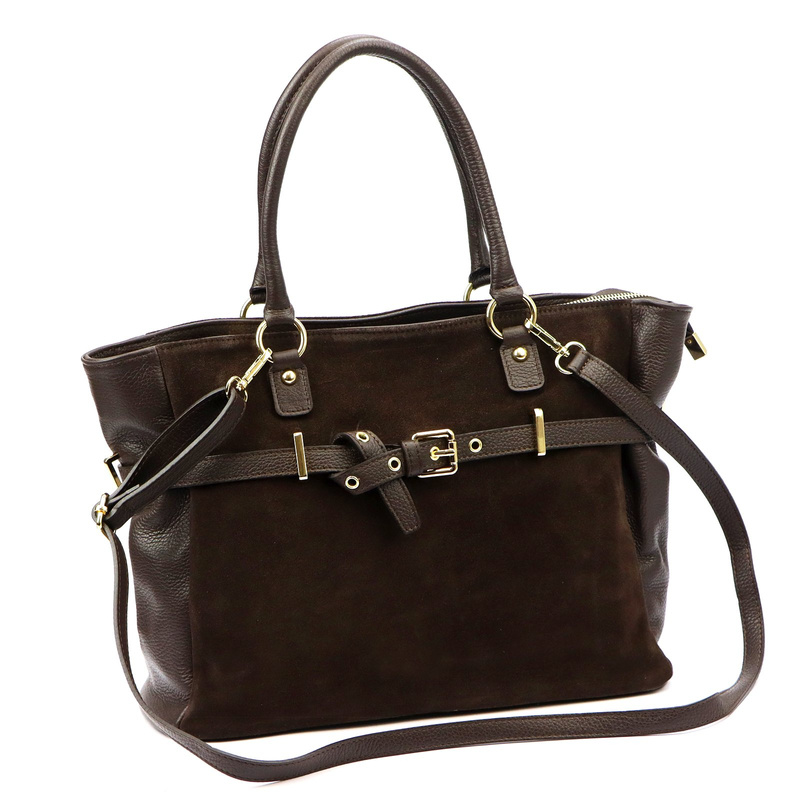 Vera Pelle damska shopperbag torebka na ramię skóra naturalna kieszenie