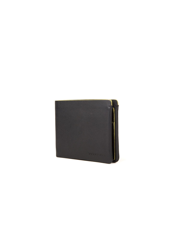 Skórzany portfel męski Momo Design MO-05NY – czarno-żółty