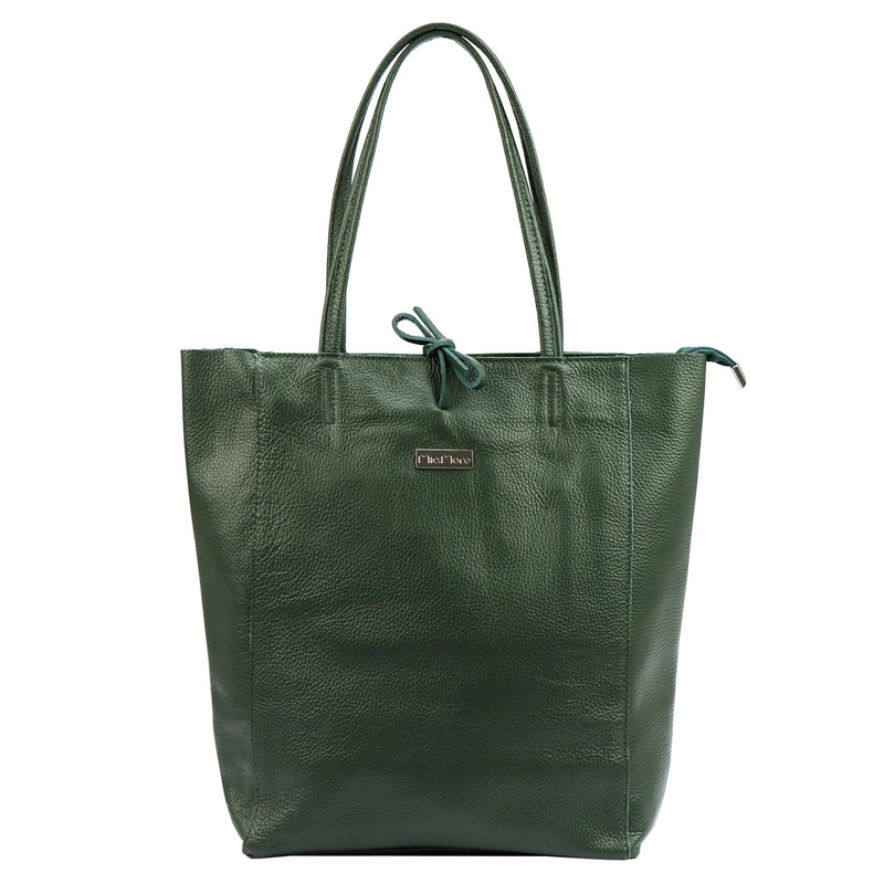 MiaMore Skórzana damska shopperbag duża torabka na ramię z kieszenią