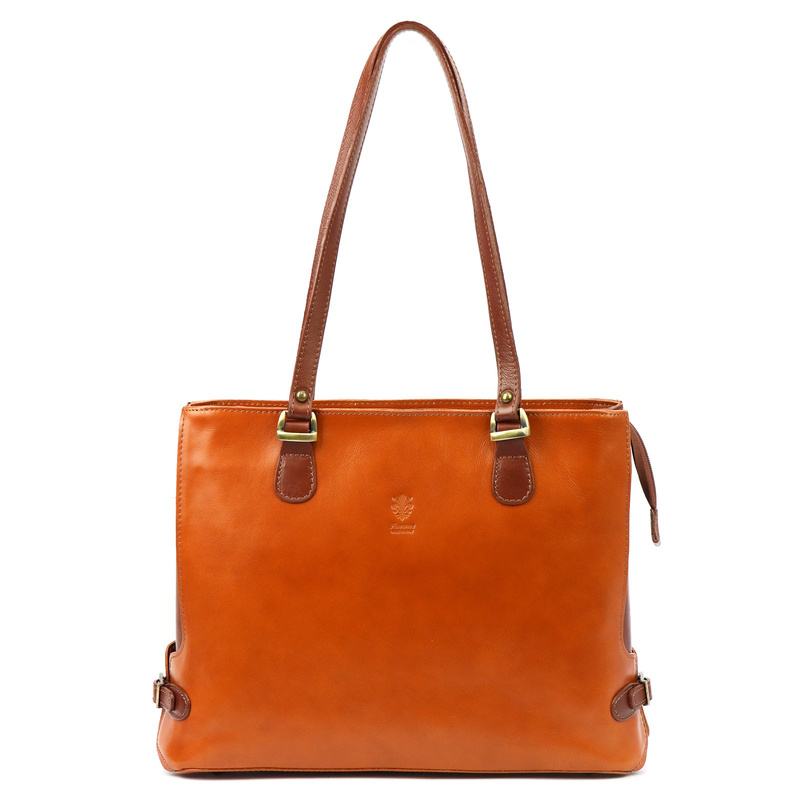 Skórzana elegancka shopperbag pojemna na ramię z kieszeniami Florence