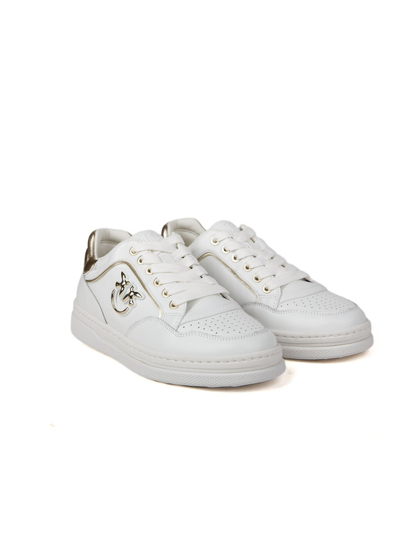 Damskie sneakersy Pinko SS0159 P001 ZHC białe i jasnozłote