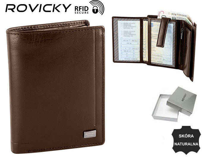 Skórzany męski portfel Rovicky PC-104-BAR RFID