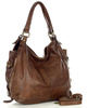 Torba skórzana wysokogatunkowa na ramię styl miejski shoulder leather bag - MARCO MAZZINI czekoladowy brąz