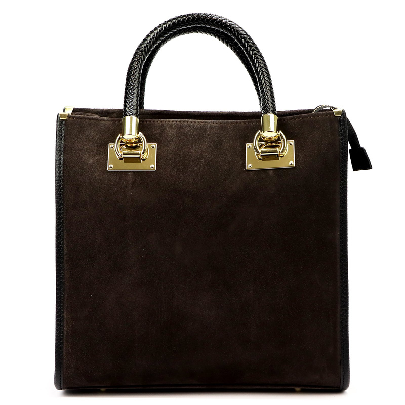 Vera Pelle damski kuferek skóra naturalna zamsz torebka na ramię z paskiem