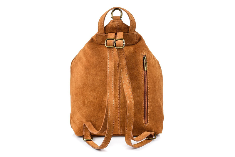Camel Włoski Stylowy Plecak Damski Skórzany Zamsz A4 W14