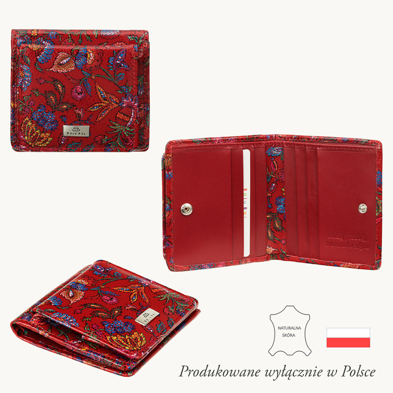 Czerwony portfel damski BajuBaj skórzany PD1008s115 Czerwony