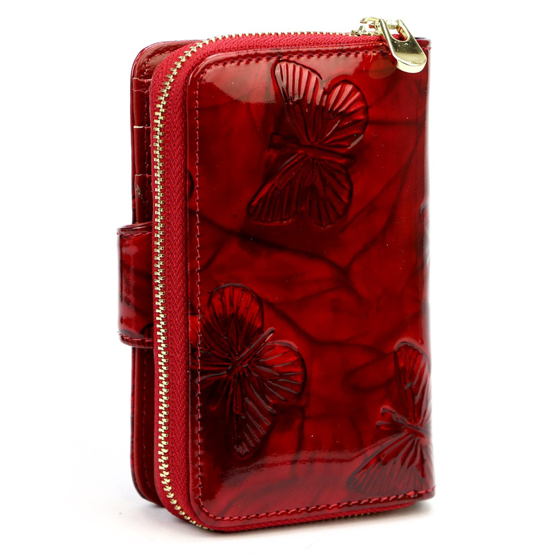 Gregorio portfel damski skóra naturalna lakierowana pionowa portmonetka