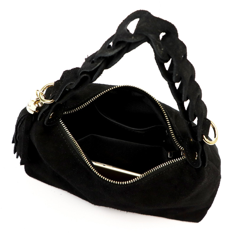 Vera Pelle zamszowa skóra naturalna damska listonoszka torebka na ramię