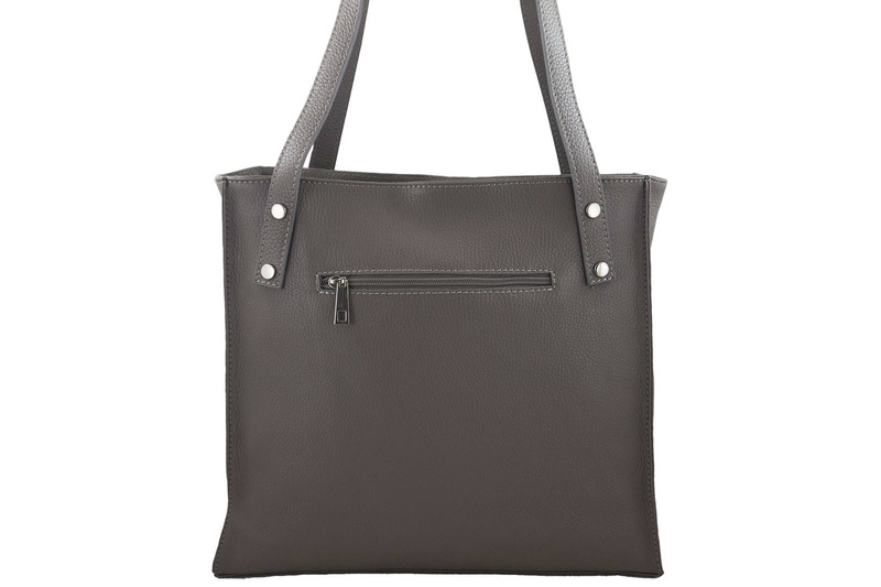 Torebka skórzana na ramię damska - Szara