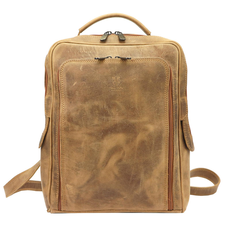 Duży Miejski pojemny plecak z prawdziwej skóry z kieszeniami Florence