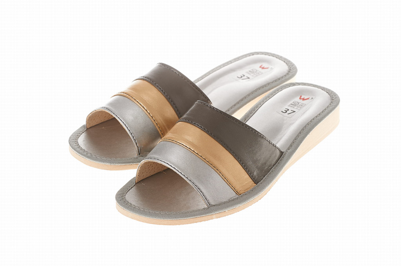 Wójciak Podhale damskie kapcie skóra naturalna klin o wysokości 2,5 cm