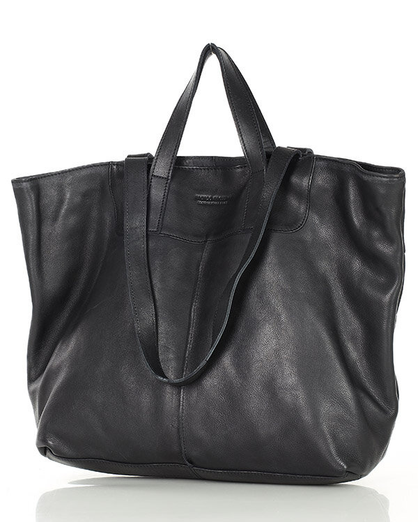 Duża torba shopper skórzana podwójne rączki - MARCO MAZZINI czarna