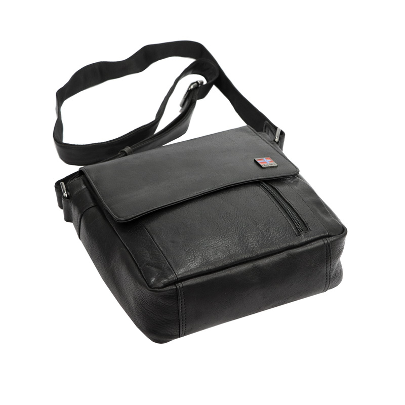 Nordee Saszetka męska z kieszeniami ze naturalnej skóry regulowany pasek