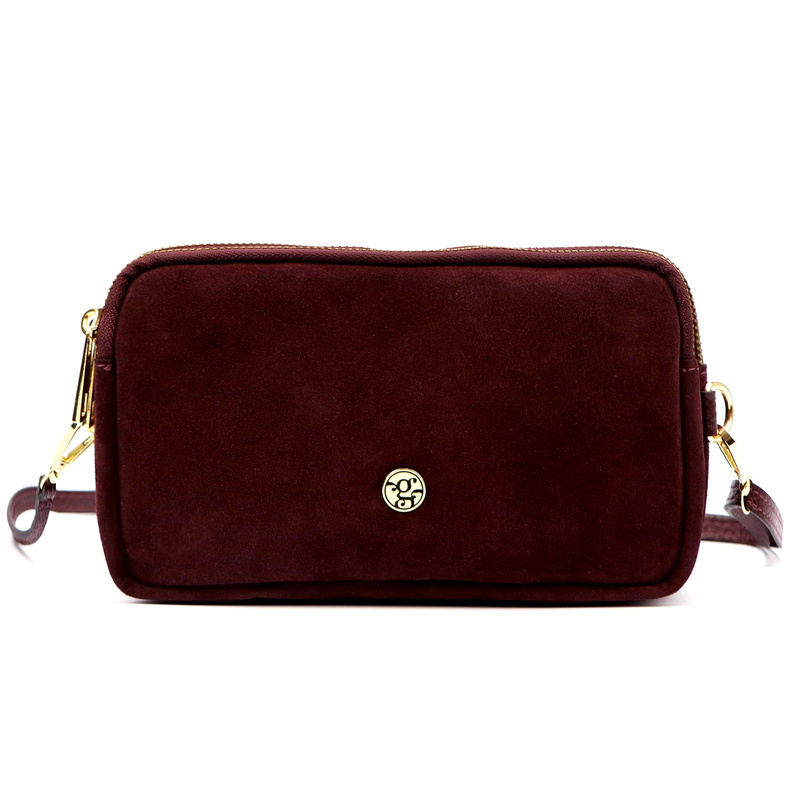 Gregorio damska listonoszka skóra naturalna zamsz trzykomorowa na ramię