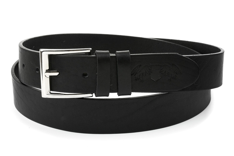 Beltimore skórzany licowy pasek męski czarny 3,5 cm E10 : Kolory - czarny, Rozmiar pasków - r.115-130 cm