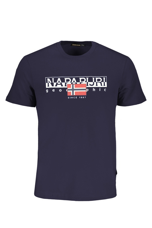NIEBIESKI T-SHIRT MĘSKI NAPAPIJRI Z KRÓTKIM RĘKAWEM