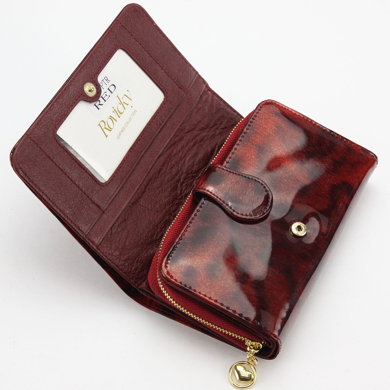 Rovicky damska portmonetka skóra naturalna lakierowana podłużny portfel